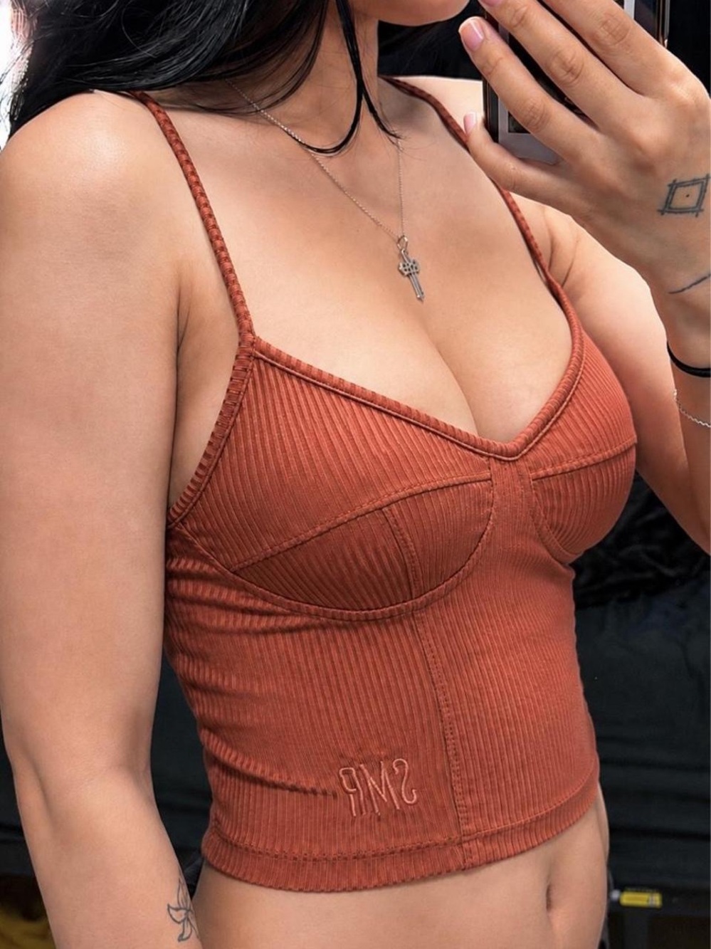 Sommer Ray orange ribbed underwire crop top bustier top size S